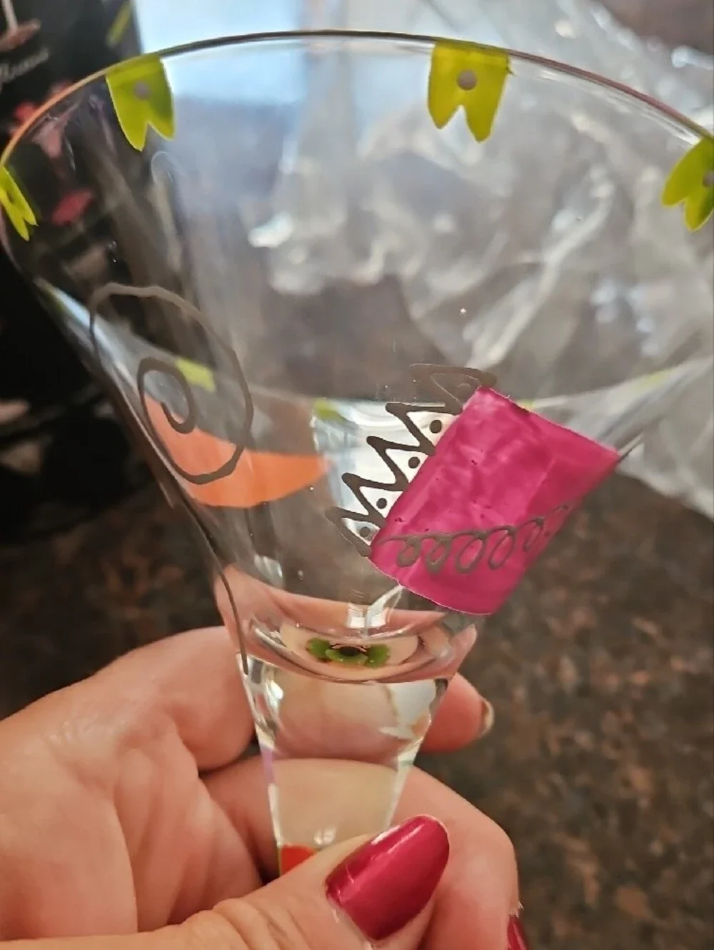 NWT Lolita Multicolor Hand-Painted Martini Glass with Whimsical Accents